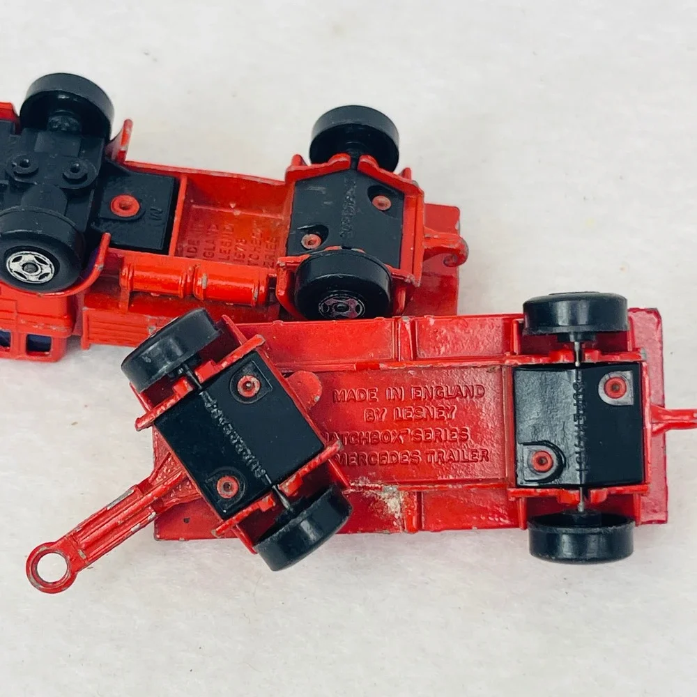Vintage 1978 Matchbox Lesney Red Mercedes Truck and Trailer Made in England